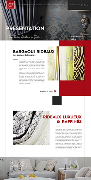 Page Présentation du site web Bargaoui Rideaux